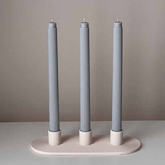 Geometric Jesmonite Candlestick Holder: Minimalist 3-Candle Centerpiece