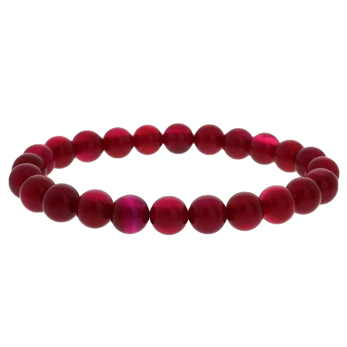 Agate Cherry Red Round Bracelet - 8mm (Enhanced)