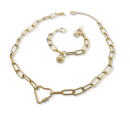 Gold Heart and Lock Set
