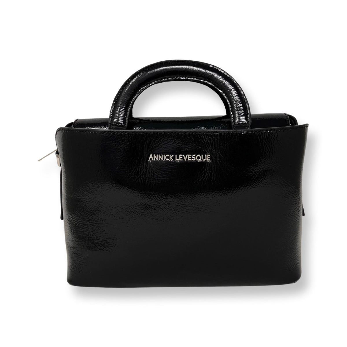 Sac à main en cuir Clarence Moyen, deux en un, Noir Patin