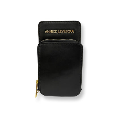 Petit Sac à Bandoulière en Cuir Véritable Noir, Marie-Josée