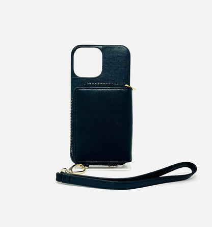 Porte-cartes en cuir Maylia, Noir