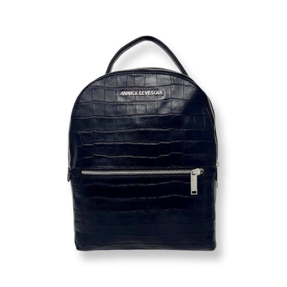 Sac à dos en Cuir Noir croco | Eve