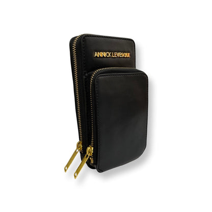 Petit Sac à Bandoulière en Cuir Véritable Noir, Marie-Josée