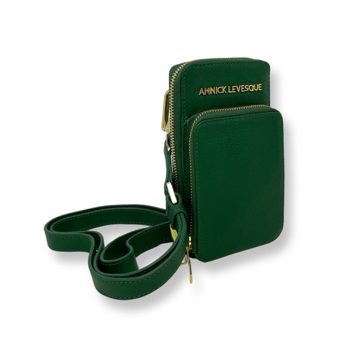 Petit Sac à bandoulière en Cuir Véritable Dark Green, Marie-Josée
