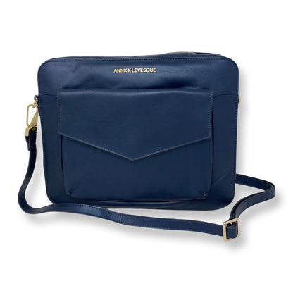 Sac de travail en cuir bleu marine - Sofia - PRÉCOMMANDE