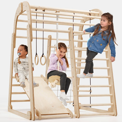 Indoor Wooden Playground for Children - 6in1 Playground + Swings Set + Slide Board