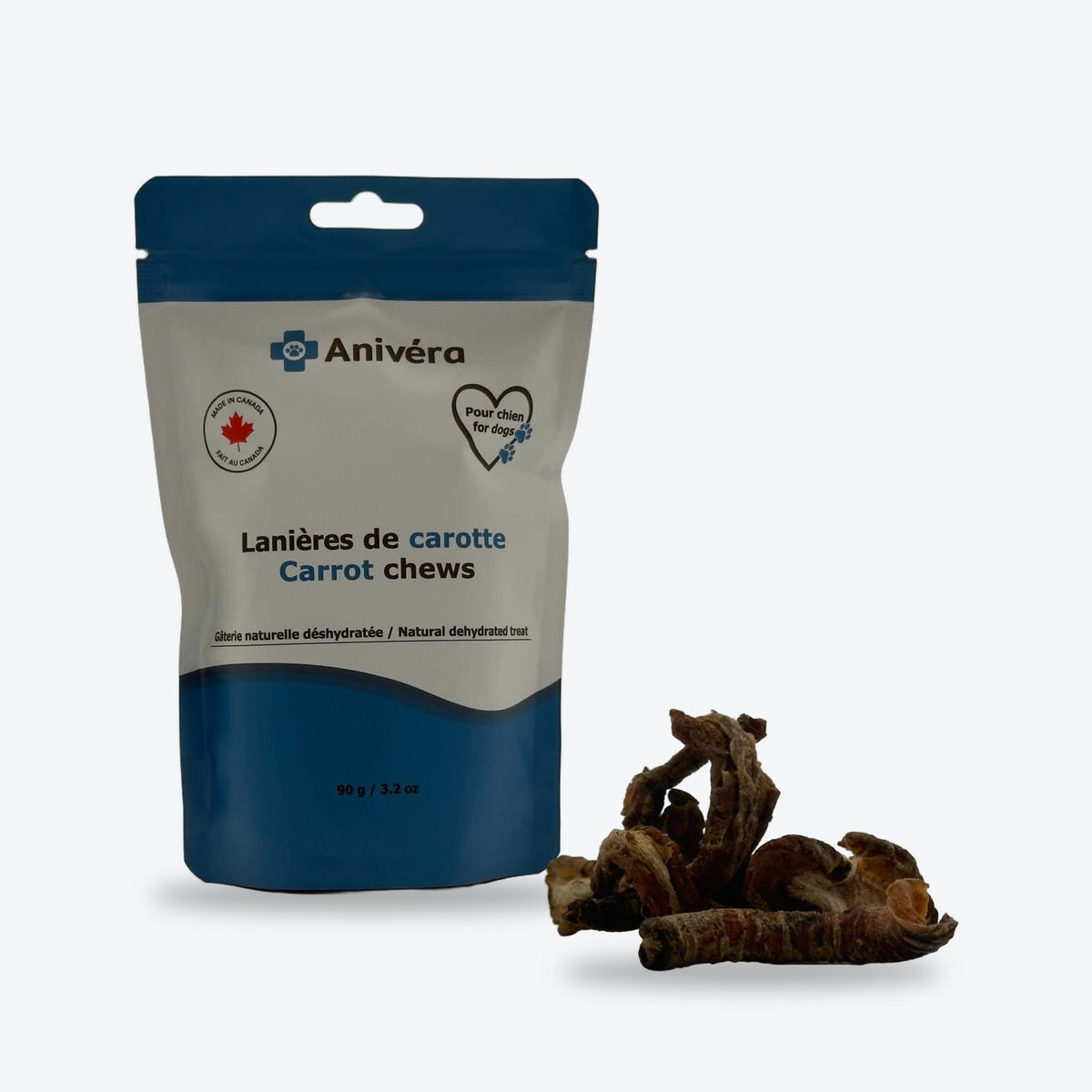 Lanières de carotte séchée pour chien
