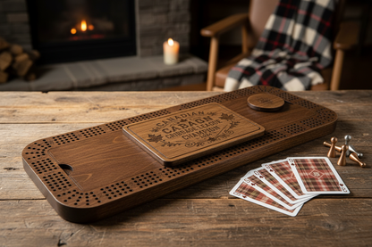 Large 4-Player Cribbage Board - 24" x 9.5" | Personalized Gift