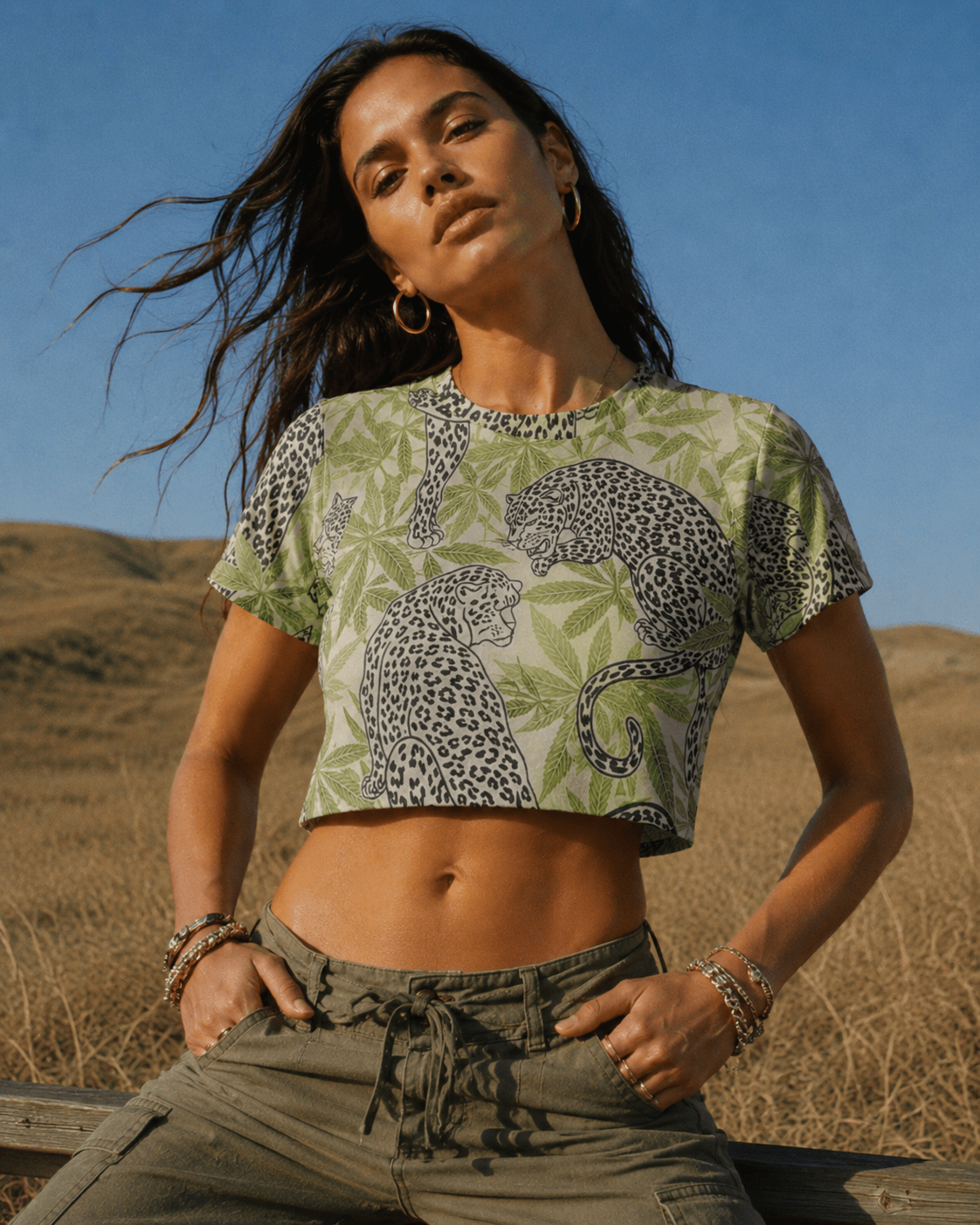Leopard Cropped Ralgan T-Shirt