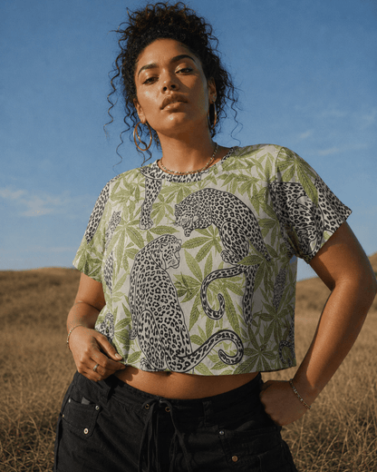 Leopard Cropped Ralgan T-Shirt