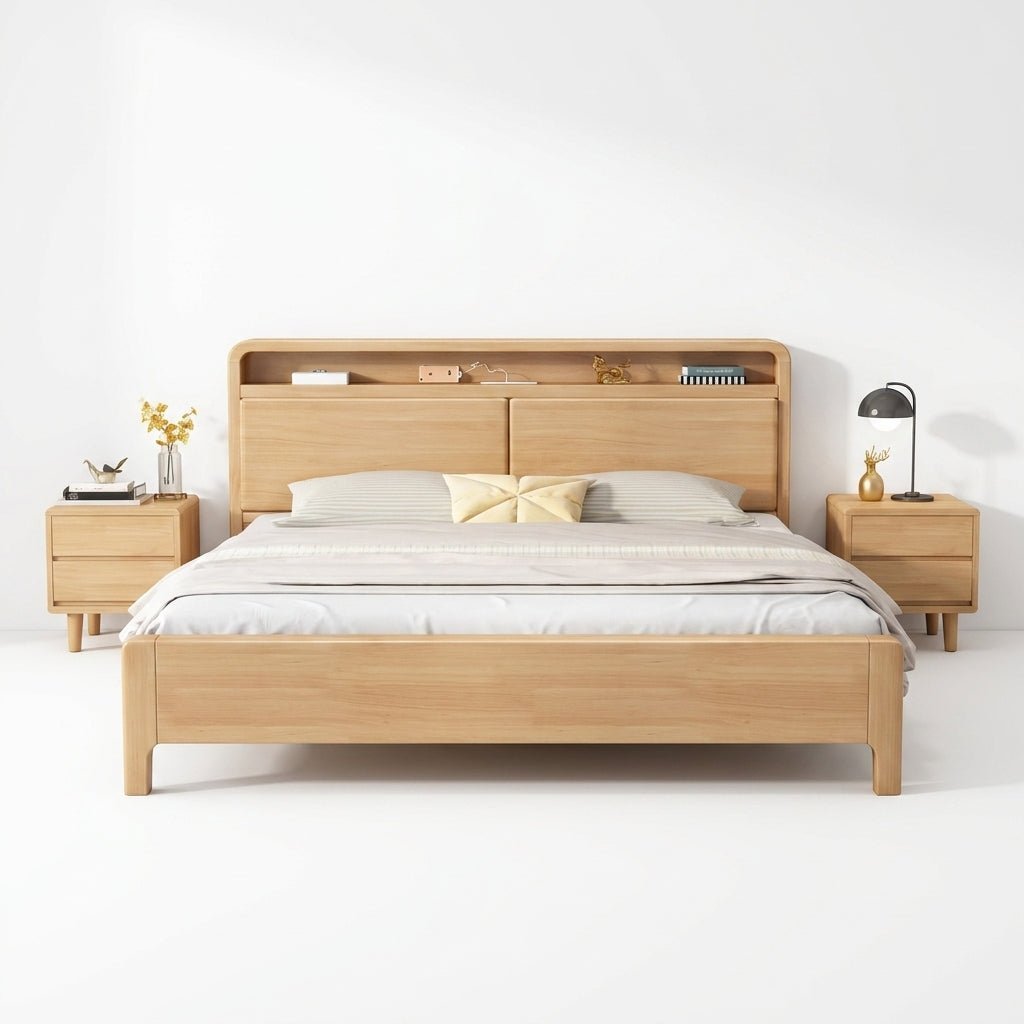 Liam Natural Wood Crafted Bed