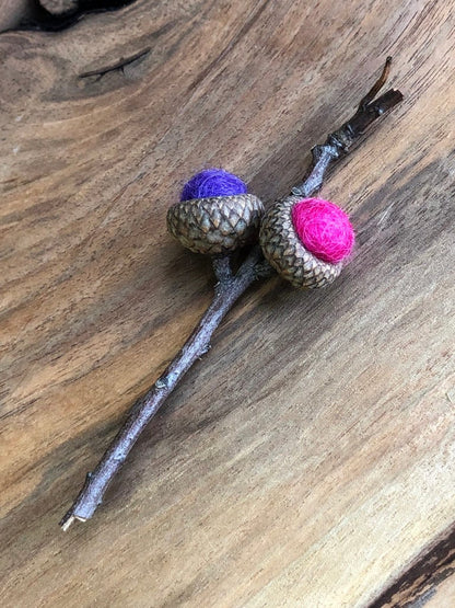 Acorn Stem | Felted | Purple & Pink