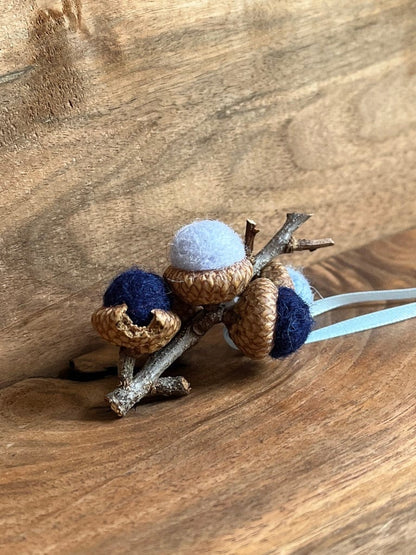 Acorn Stem | Felted | Shades of Blue Grey