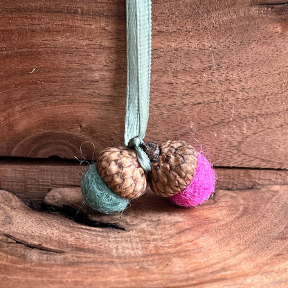 Tiny Double Felted Acorn | Raspberry & Mint | Aromatherapy Diffuser