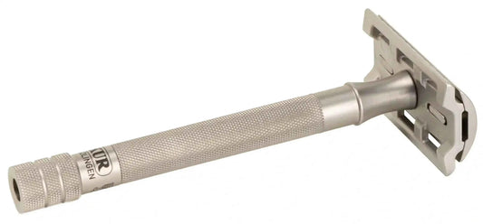 Merkur 23-INOX 3-Piece DE Safety Razor, Closed Comb, Extra Long Handle, Stainless Steel