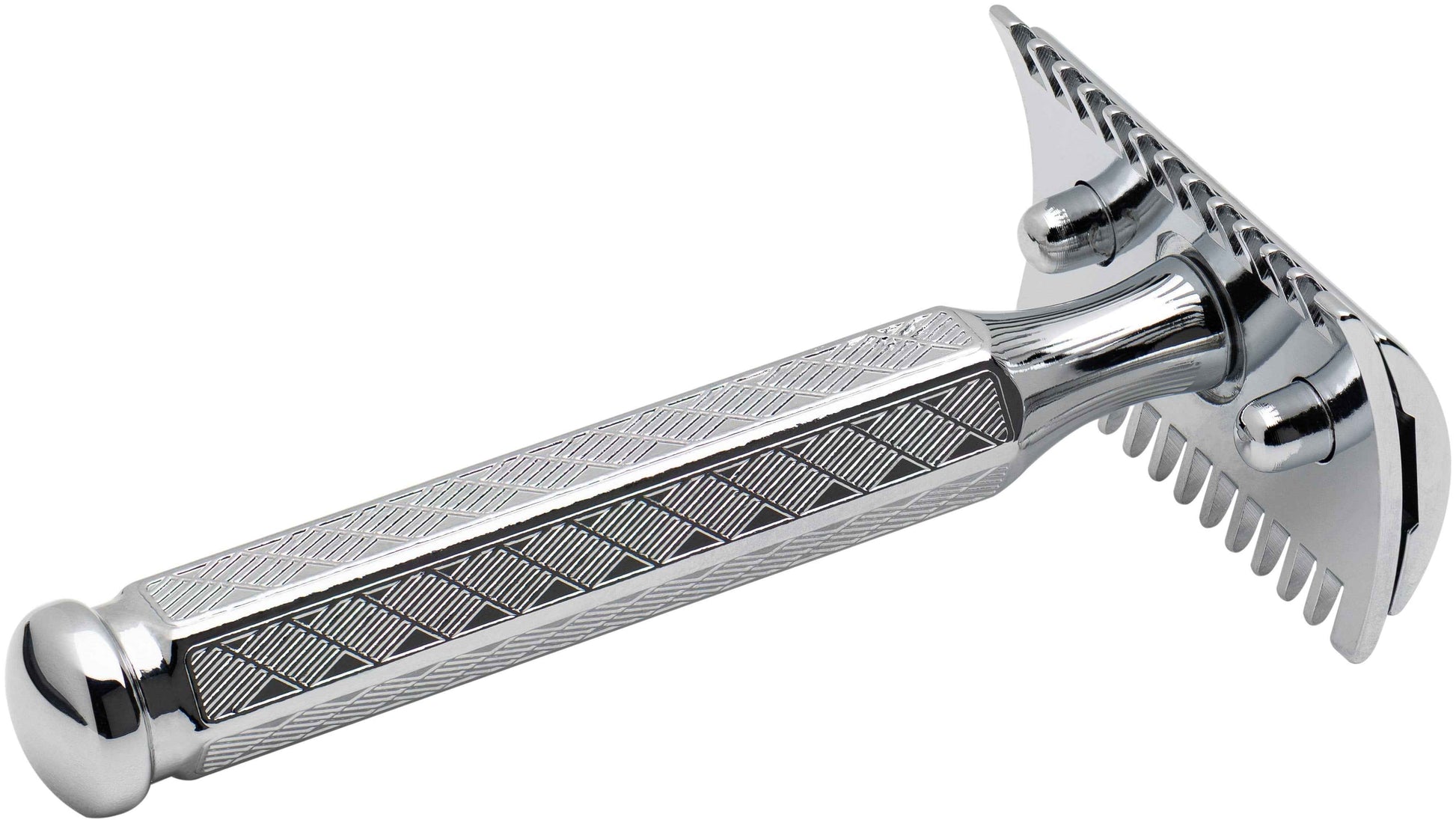 Merkur 41C 3-Piece DE Safety Razor, Open Comb, Classic 1906 Etched Handle, Chrome
