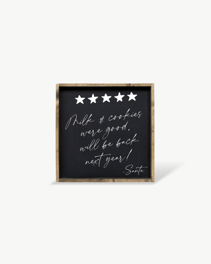 Milk & Cookies Santa Review - Framed Christmas Print