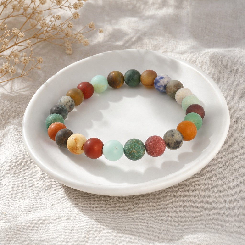 Mix Stones Matte Round Bracelet - 8mm
