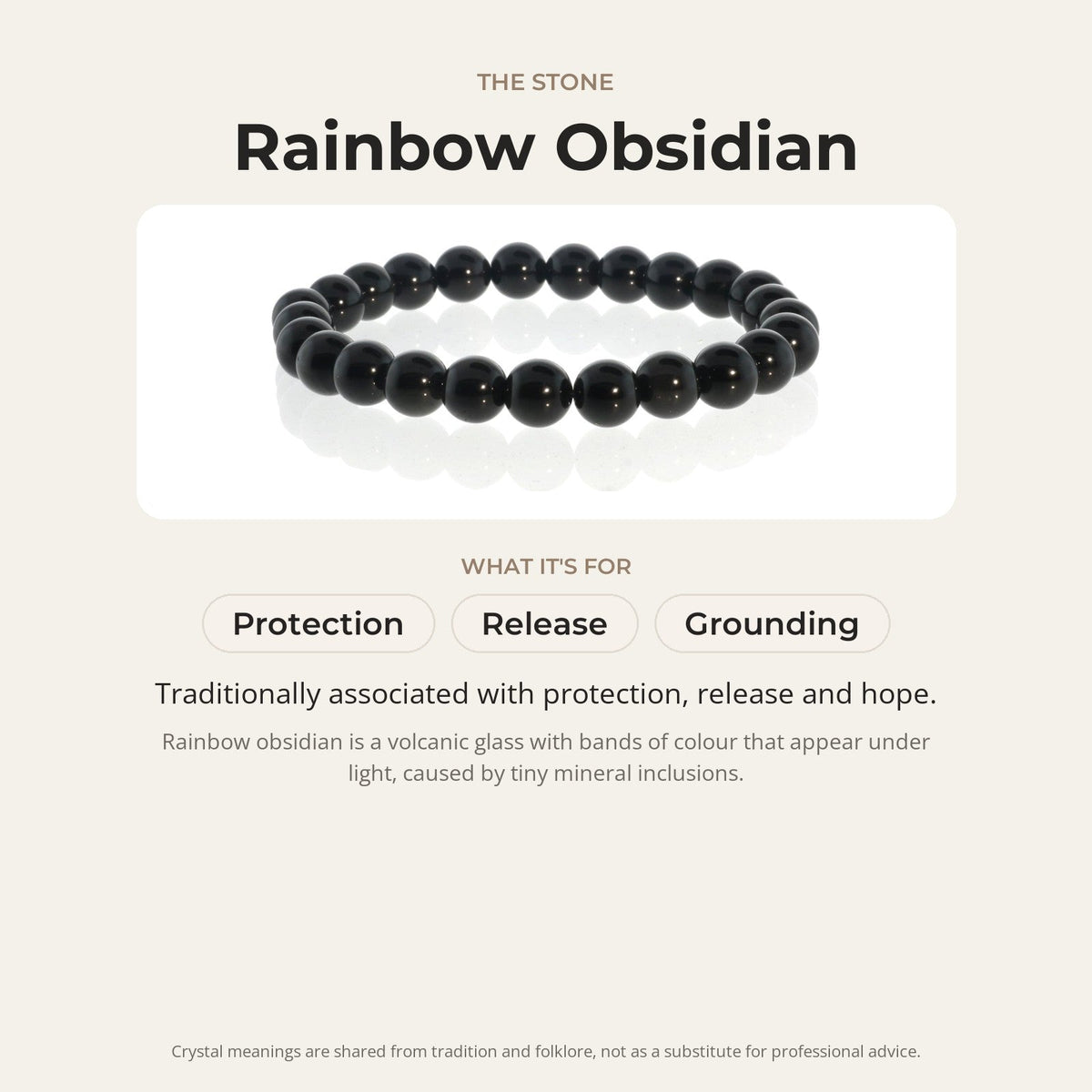 Obsidian Rainbow Round Bracelet - 8mm