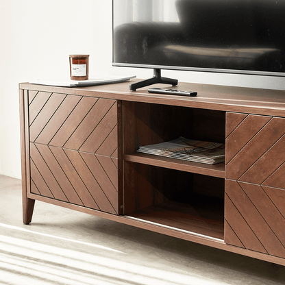 Odense TV-Möbel aus braunem Holz mit Chevron-Details