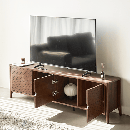 Odense TV-Möbel aus braunem Holz mit Chevron-Details