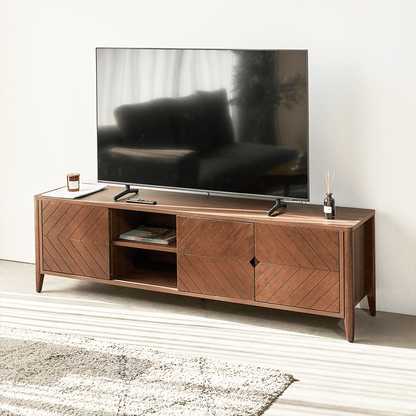 Odense TV-Möbel aus braunem Holz mit Chevron-Details
