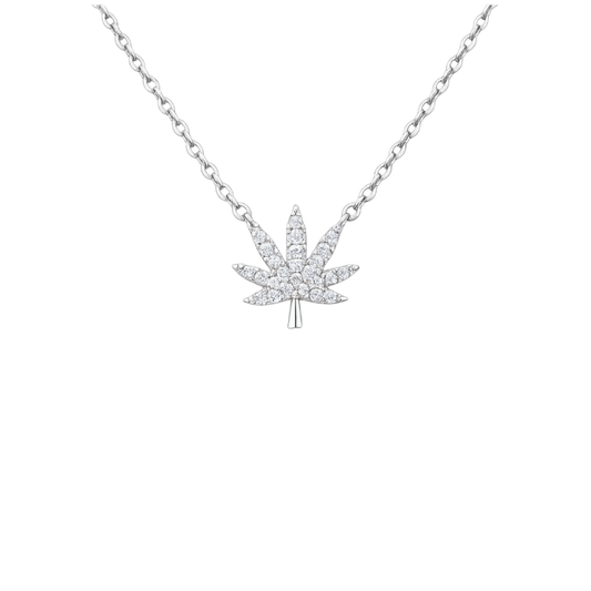 SILVER CANNABIS LEAF NECKLACE