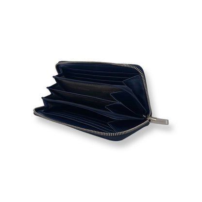 Portefeuille en cuir véritable Bleu Marine, Carla