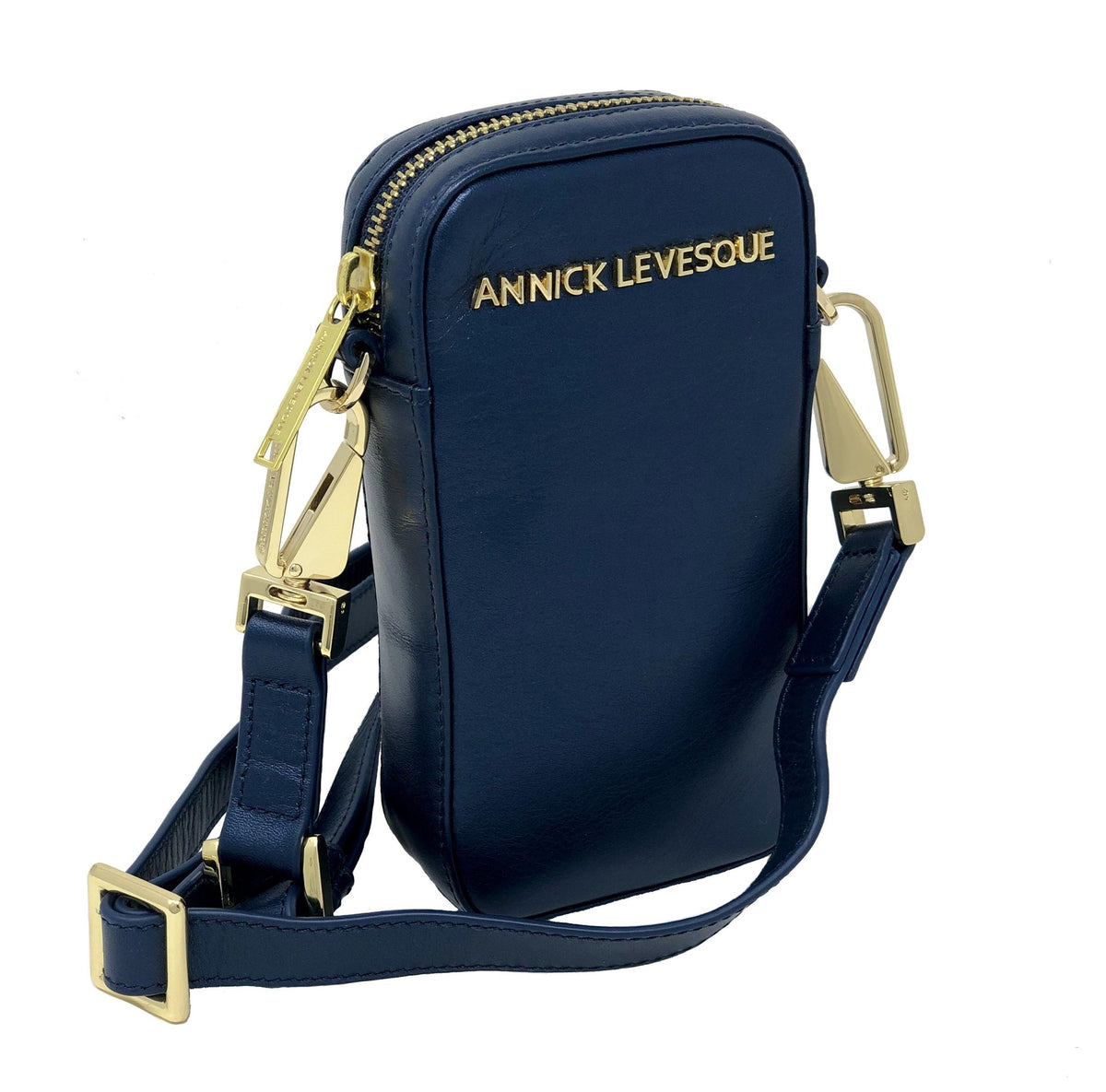 Petit Sac à bandoulière en Cuir Bleu Marine | Marie-Pierre