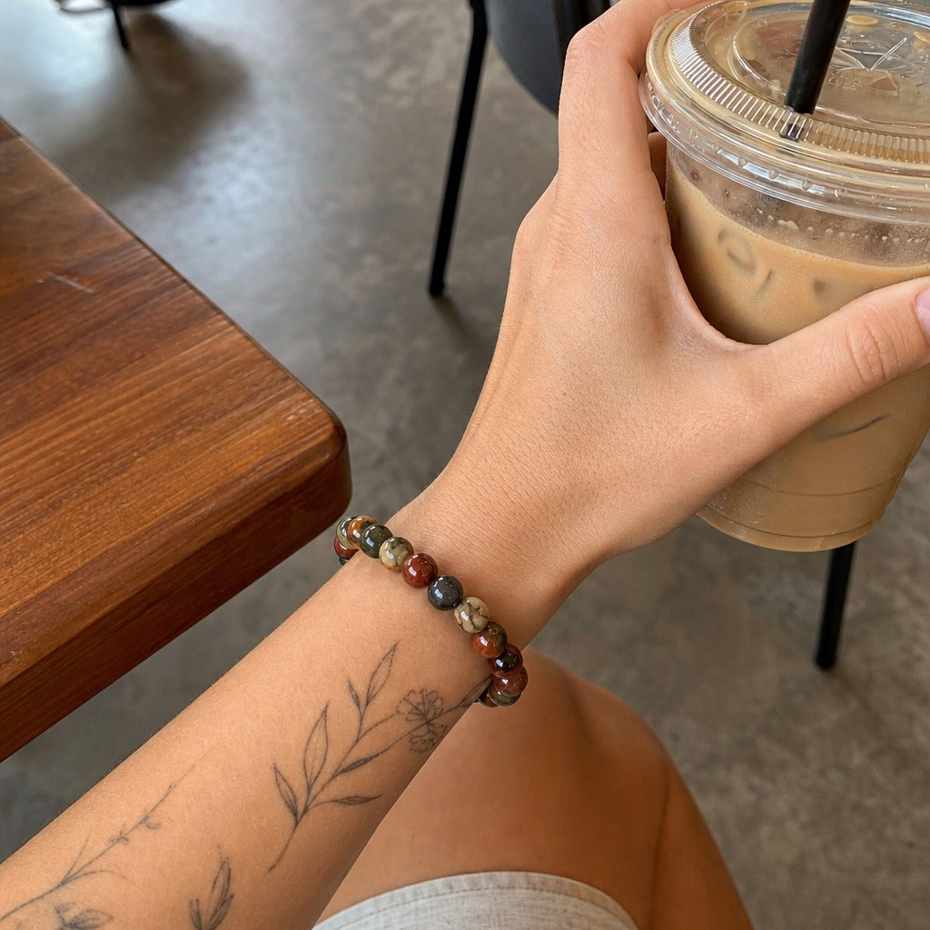 Picasso Jasper Bead Bracelet