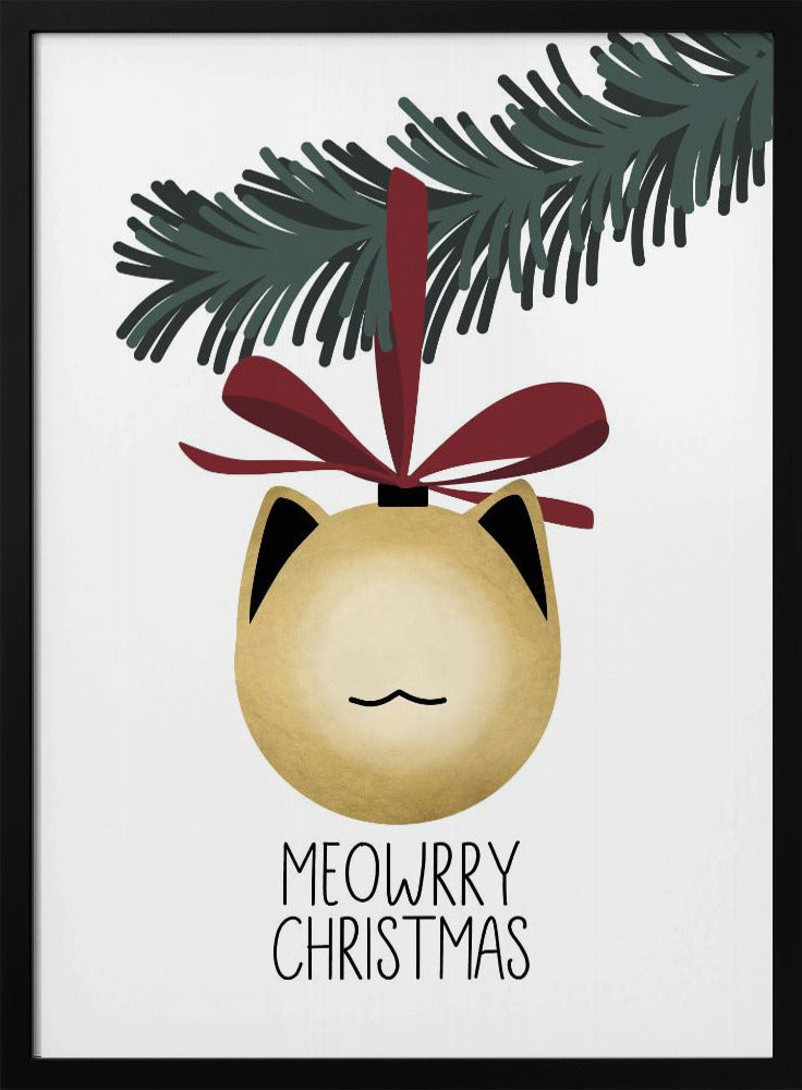 Wandbild „Meowrry Christmas“-Christbaumkugel (gold, weiß)