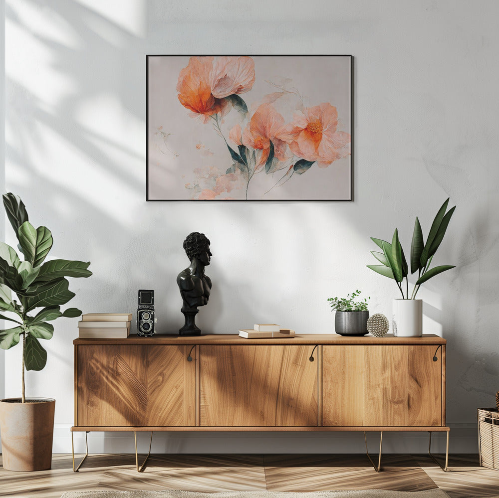 Wall art Filigree Coral Flowers