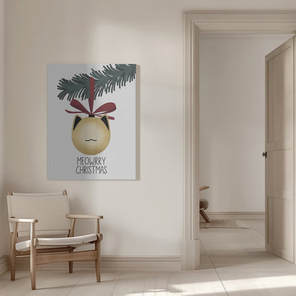 Wandbild „Meowrry Christmas“-Christbaumkugel (gold, weiß)