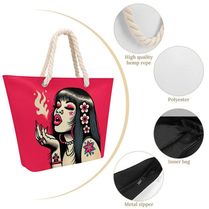 Pink Diesel Hemp rope tote bag