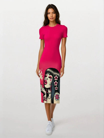 Pink Diesel midi bodycon dress