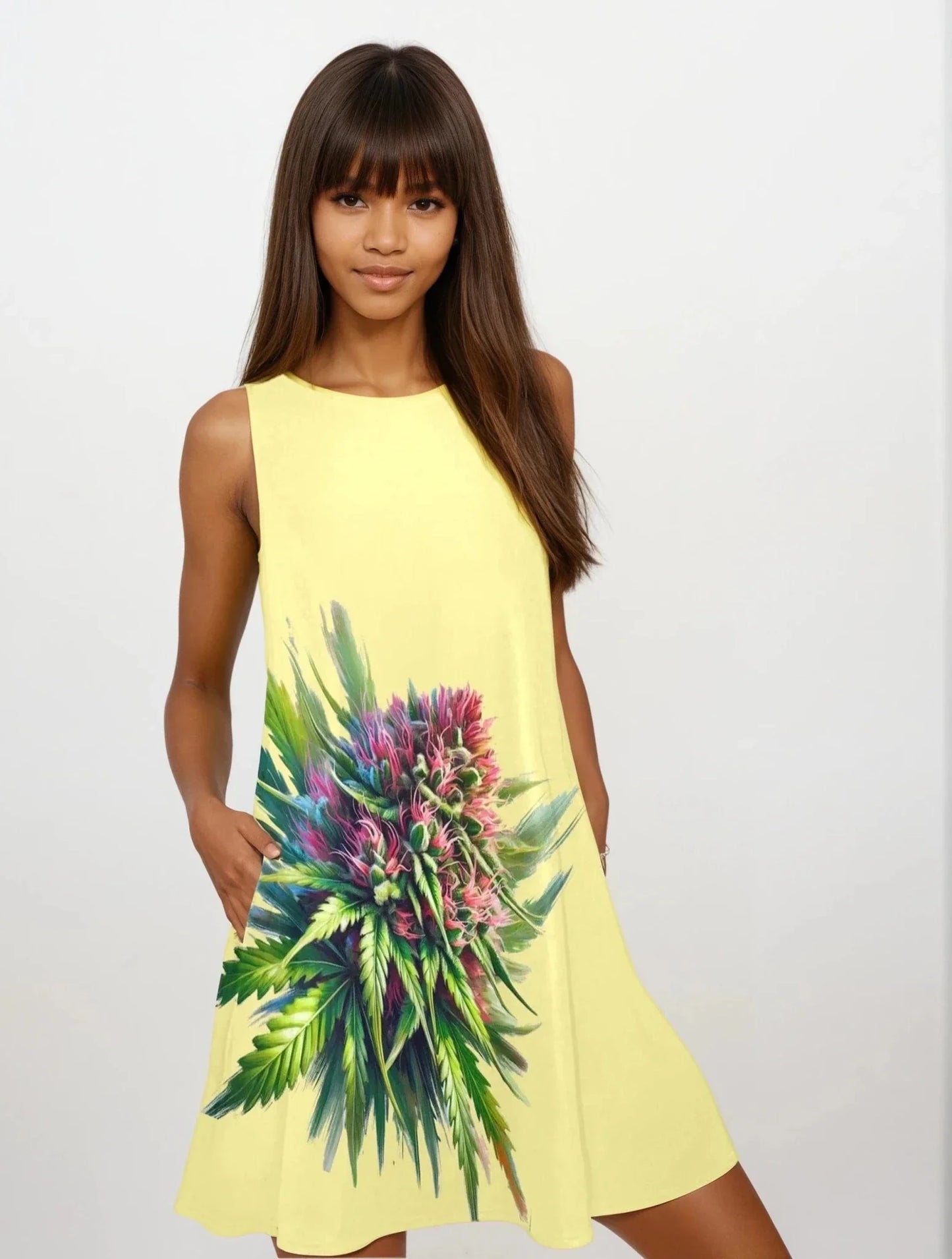 Pink Kush Sleeveless A-Line Pocket Dress