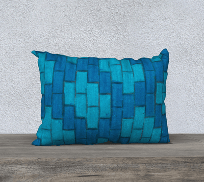 Throw Pillow Cover | 20 x 14 | Blue Bricks