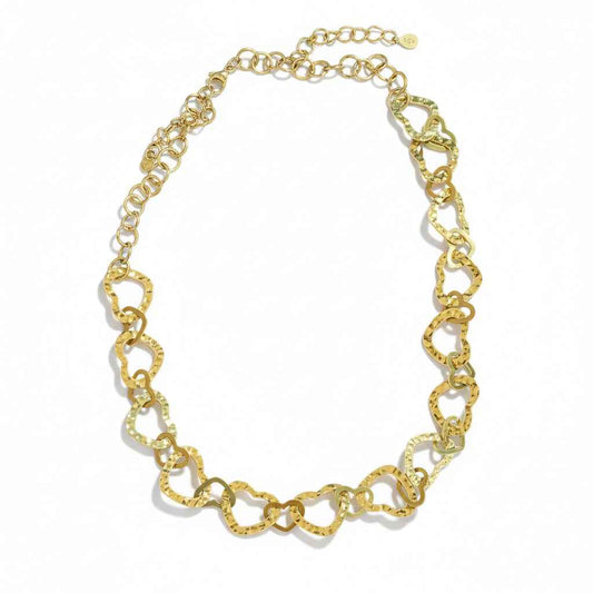 Linked Heart Necklace - Gold Stainless Steel