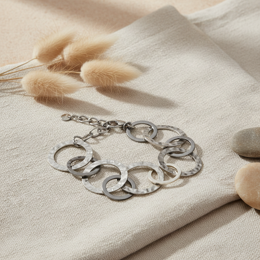 Linked Circle Bracelet - Grey Stainless Steel