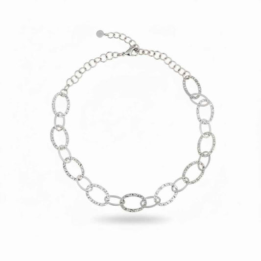 Linked Oval Necklace - Grey Stainless Steel
