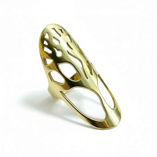 Oval Tree Ring - Gold Stainless Steel