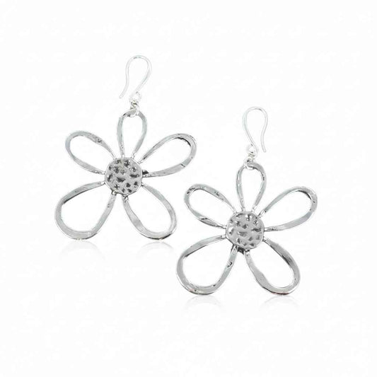 Open Flower Earrings in Silver Plate