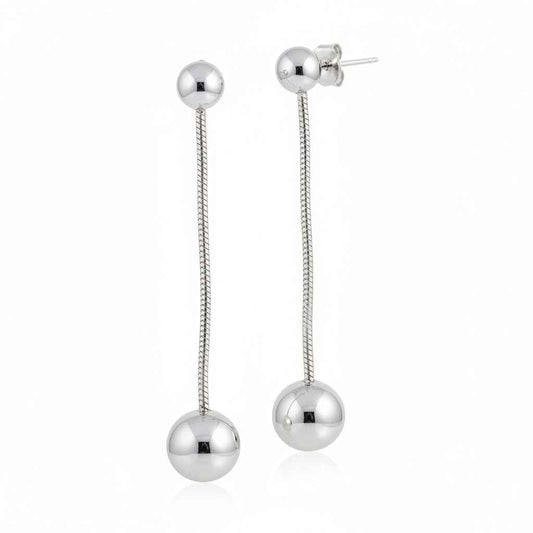 Hanging Ball Stud Earring- Grey Stainless Steel