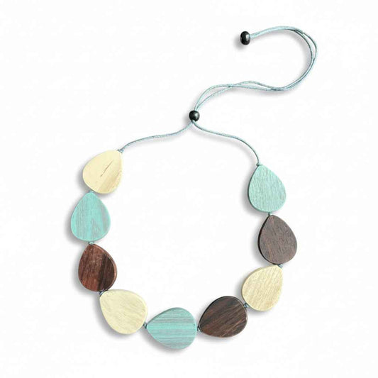 Wooden Tear Drop Necklace
