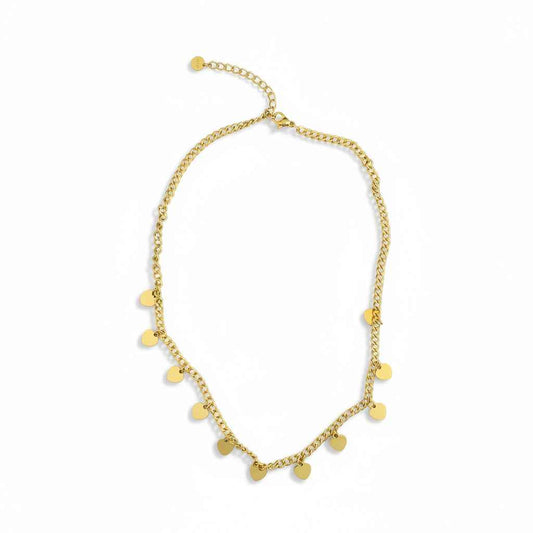 Multi Heart Charm Necklace - Gold Stainless Steel