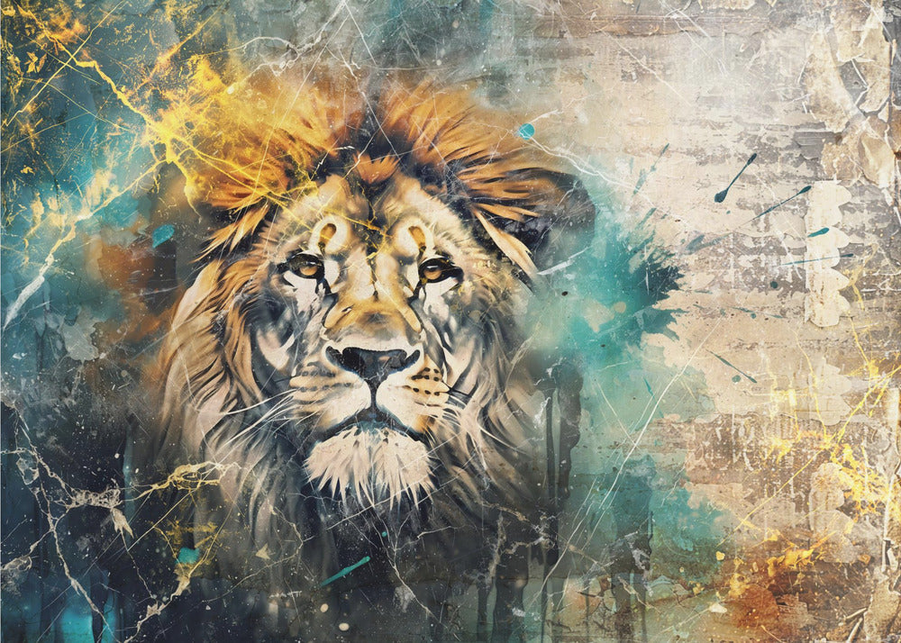 Wall art Lion Animal Vintage Art Illustration Wallart 04