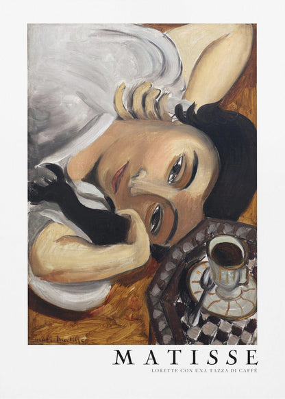 Wandbild Lorette Con Una Tazza Di Caffe 1916 mit Rahmen