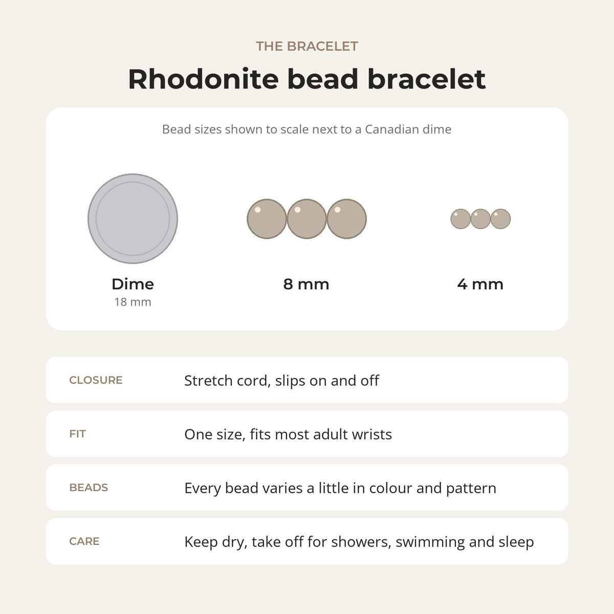 Rhodonite Bead Bracelet