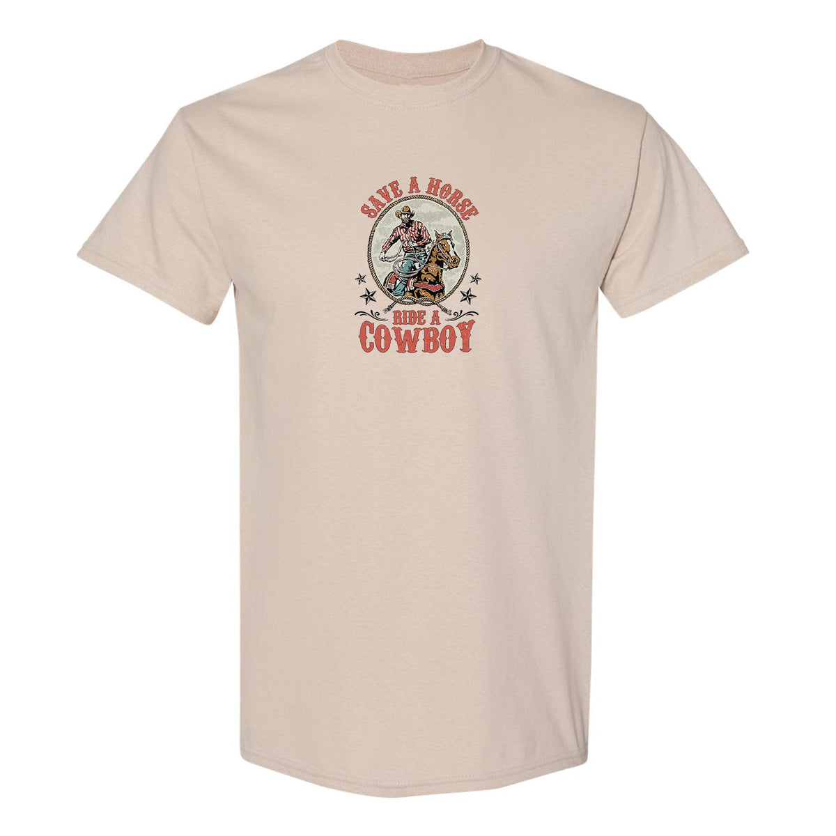T-shirt "Save a horse, ride a cowboy" imprimé